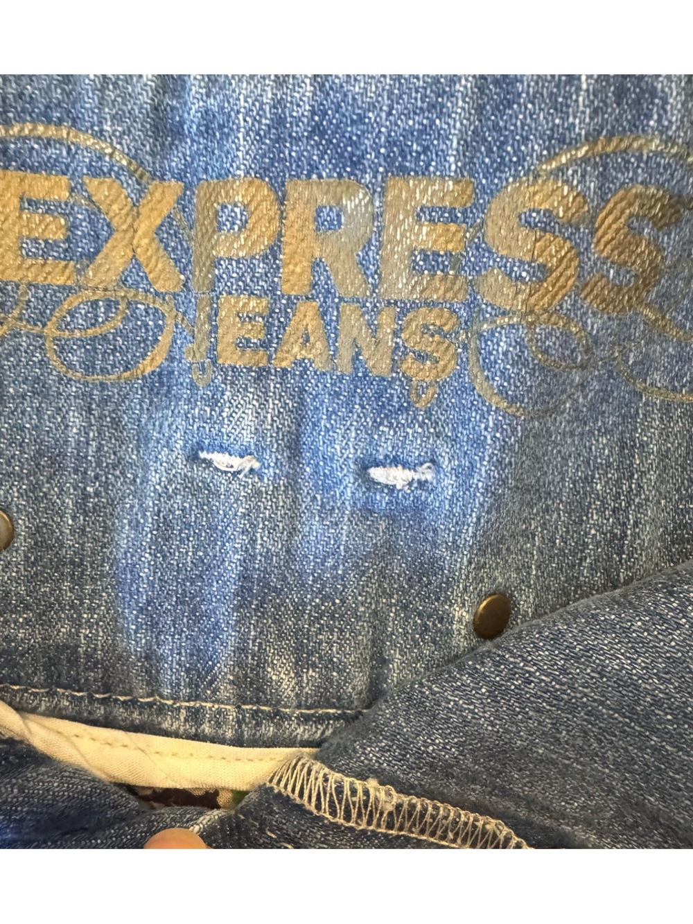 Y2K Express Denim & Floral Ruffle Micro Mini Skirt | Studs Gems Boho Festival - Picture 11 of 13